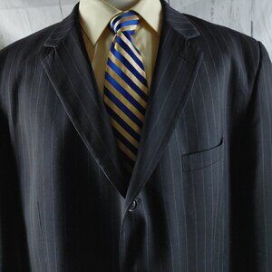 Linea Uomo B&T 52R Wool Charcoal Striped 3 Button Suit Jacket